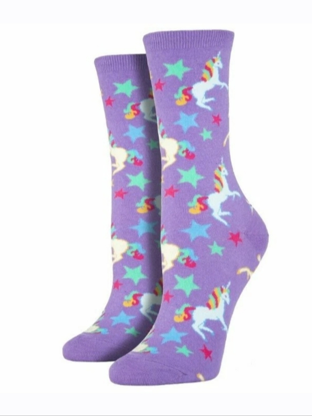 Socksmith Unicorns & Stars Purple Women's Crew Socks